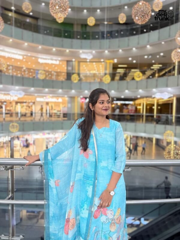 Blue linen top and dupatta